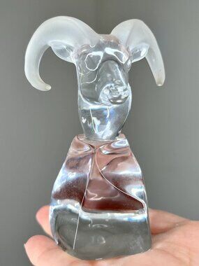 Swarovski Crystal Glass Vintage Deer Antlers Ram Figurine Ebeling & Reuss